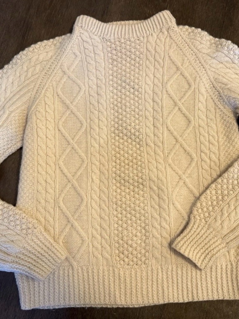 Vintage Cladyknit Irish Cableknit Fisherman Cream Wool Sweater Size Med/Large